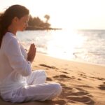 Beach,,Meditation,Or,Woman,With,Prayer,Hands,In,Nature,At