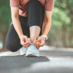 Close,Up, ,Running,Shoes,Runner,Woman,Tying,Laces,For